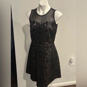 Maurices Black Velvety Patterned Mini Dress